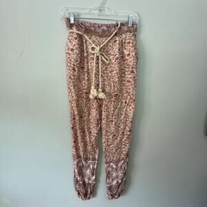 Ollari Anthropologie Pants Women Medium Tapered Rope Belt Artsy Eclectic Boho